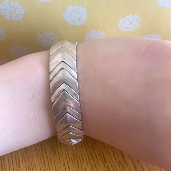 Silver, one size, gently used bracelet. Stretchy and will fit most wrists. - Picture 3 of 3